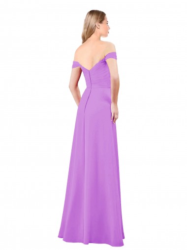 Violeta Linha A Fora do Ombro Chiffon Longo Vestidos de Madrinha