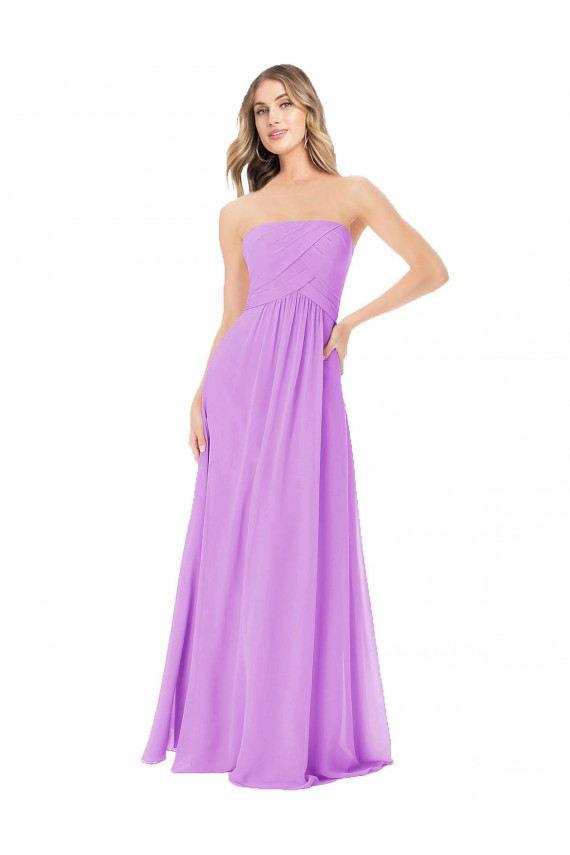 Violeta Linha A Sem alças Chiffon Longo Vestidos de Madrinha Acessíveis