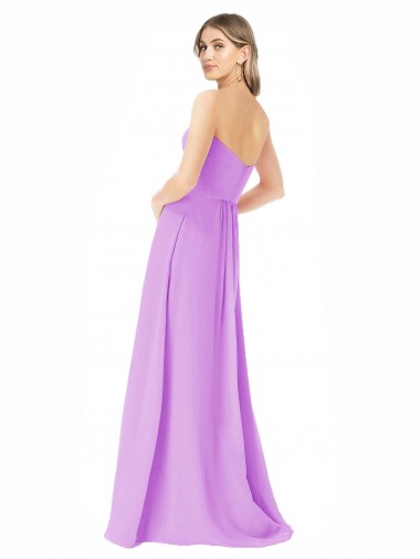 Violeta Linha A Sem alças Chiffon Longo Vestidos de Madrinha