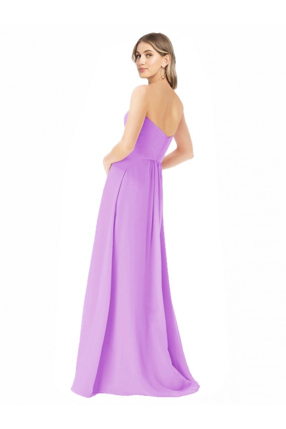 Violeta Linha A Sem alças Chiffon Longo Vestidos de Madrinha Acessíveis