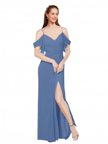 Windsor Azul Chiffon Linha A Amor Longo Vestidos de Madrinha