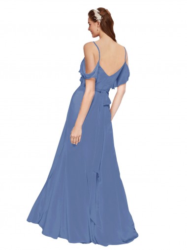 Windsor Azul Chiffon Linha A Amor Longo Vestidos de Madrinha