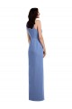 Windsor Azul Linha A Decote Joia Chiffon Longo Vestidos de Madrinha Acessíveis