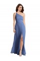 Windsor Azul Linha A Um Ombro Chiffon Longo Formais Vestidos de Madrinha / Vestidos de Noite Acessíveis